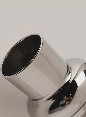 热销厂家直供现代简约银色电镀双圈圈陶瓷花瓶花器样板房客厅创意