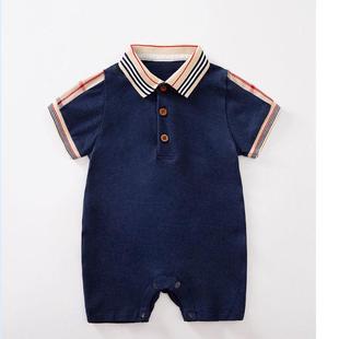 婴幼儿绅士哈衣男宝帅气爬服百天周岁连体衣纯棉透气亲肤哈衣