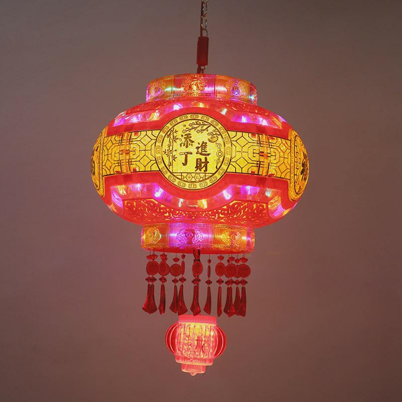 2024新款led灯笼挂件七彩旋转走马灯阳台大门口宫灯挂饰新年装饰