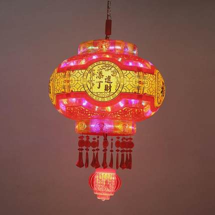 2024新款旋转新年挂件七彩led走马灯阳台大门口宫灯挂饰灯笼装饰