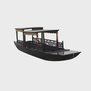 手划摇橹乌篷船仿古木船电动观光水上道具旅游玻璃钢底单蓬房游船