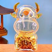 十二生肖 牛玻璃瓶攒金豆豆收纳瓶小猪存钱许愿瓶黄金收纳瓶