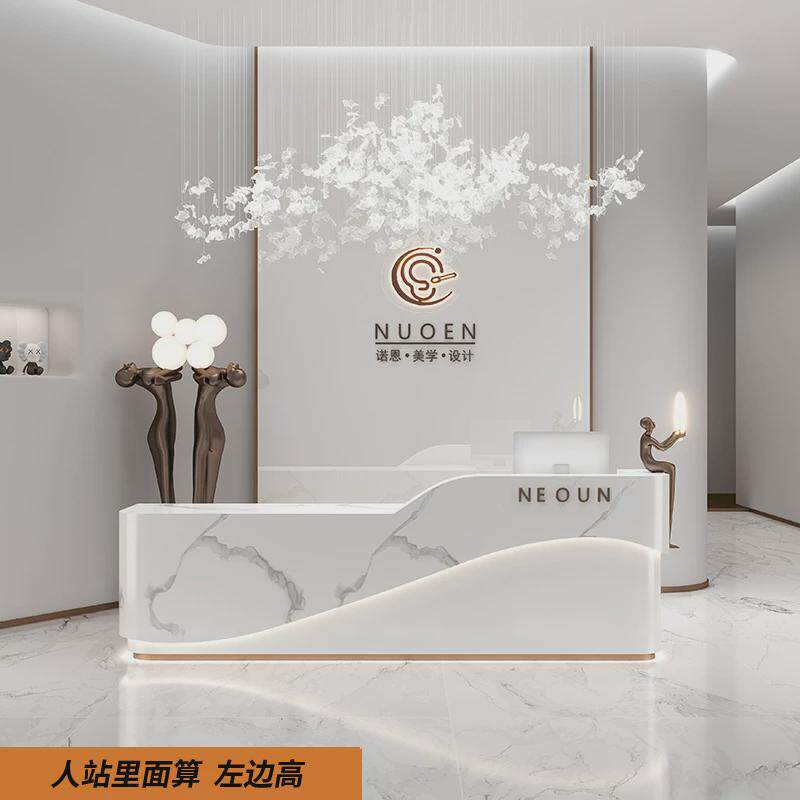 美容院收银台简约现代服装店弧形吧台柜艺术室舞蹈前台公司接待台