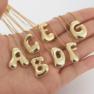 Stainless Steel Name Necklace Letter Bubble