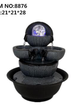 流水喷泉摆件厂家直销办公桌面树脂工艺品货源产地家居饰品