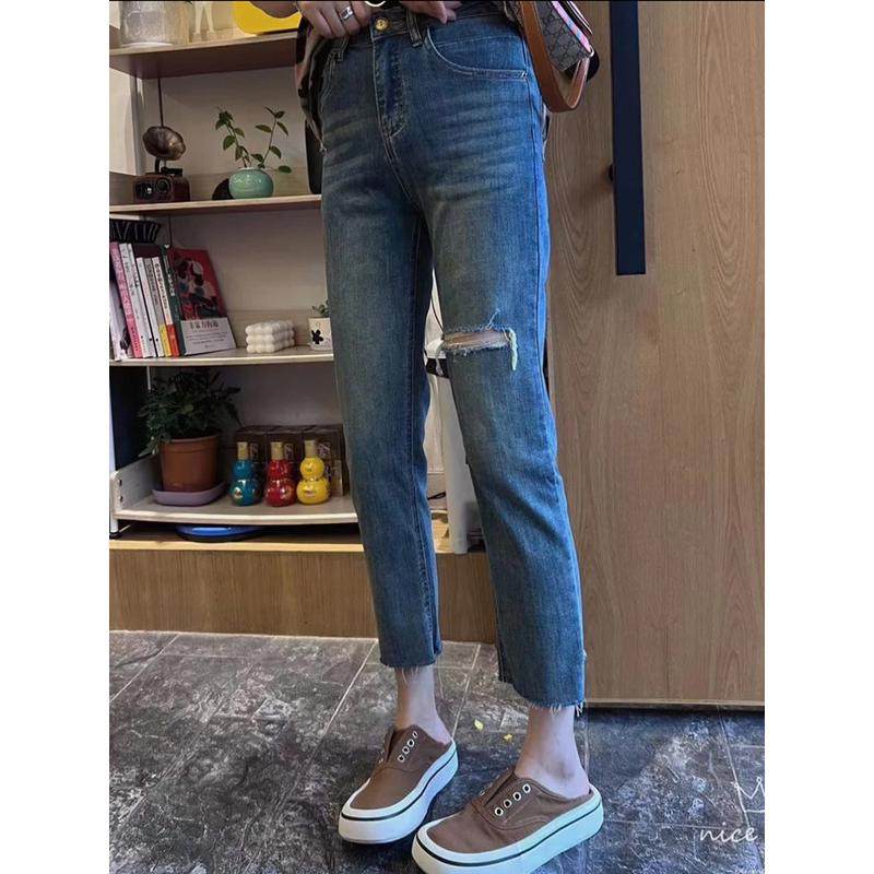 梨型身材大码薄款破洞女夏胖妹妹显瘦小个子烟管裤,女装/女士精品,大码裤装,淘宝优惠券,粉丝福利购,淘宝优惠卷