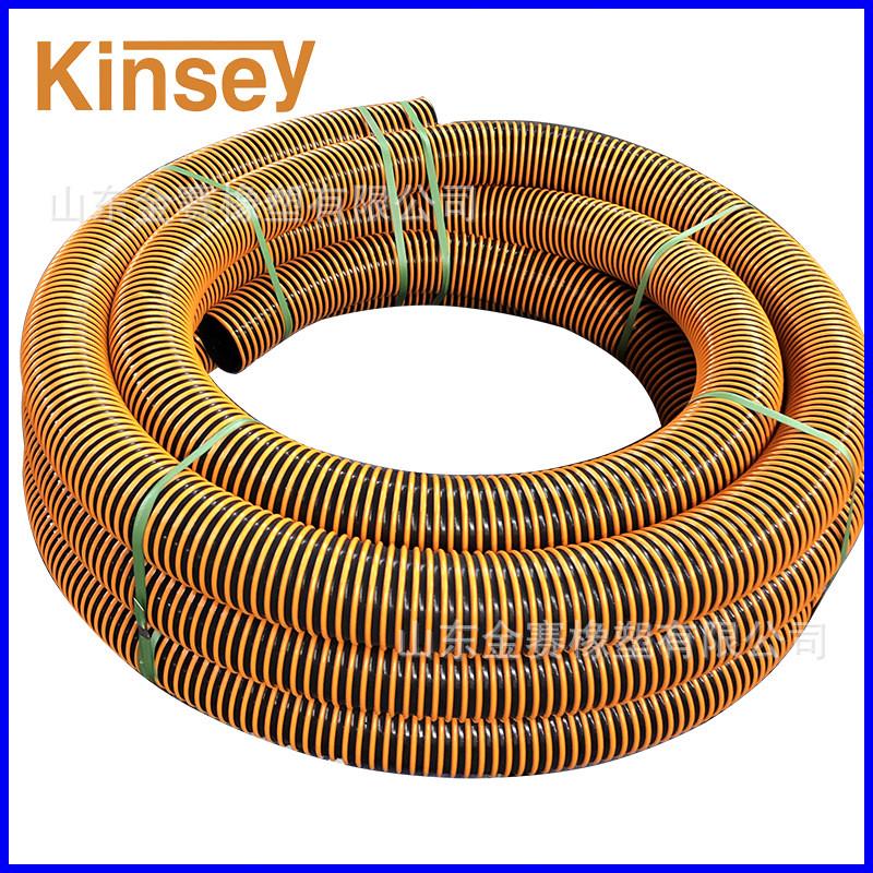 批发4寸吸砂管pvc黄色波纹管筋加粗螺旋塑耐磨橡胶100mm吸砂管