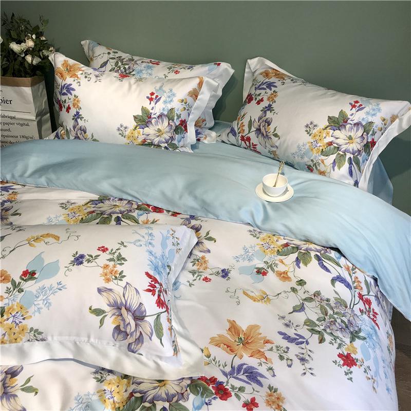 高端80s双面兰精天丝四件套ins小清新超柔莱床赛尔品1.8m被套床单