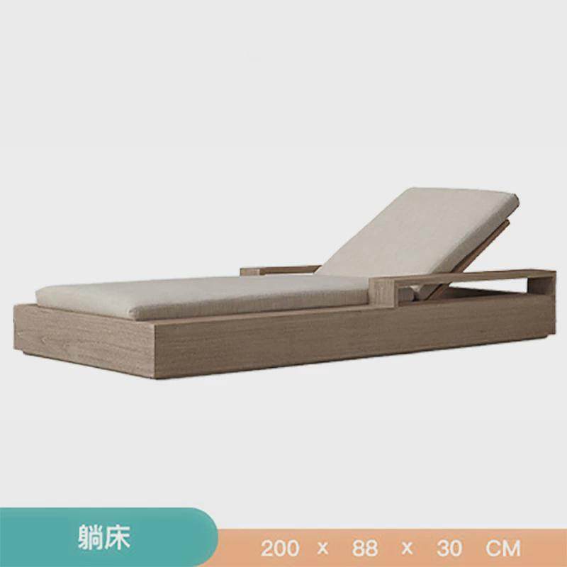 柚木室外躺床庭院户外别墅阳台休闲游泳池实木躺椅防水柚木沙滩椅