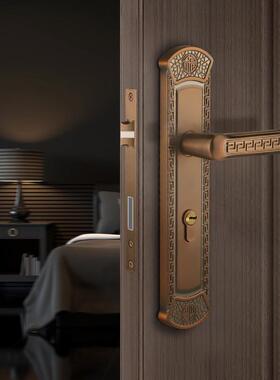 新中式木门门锁室内卧室分体锁锌合金家用静音执手中国风房门把
