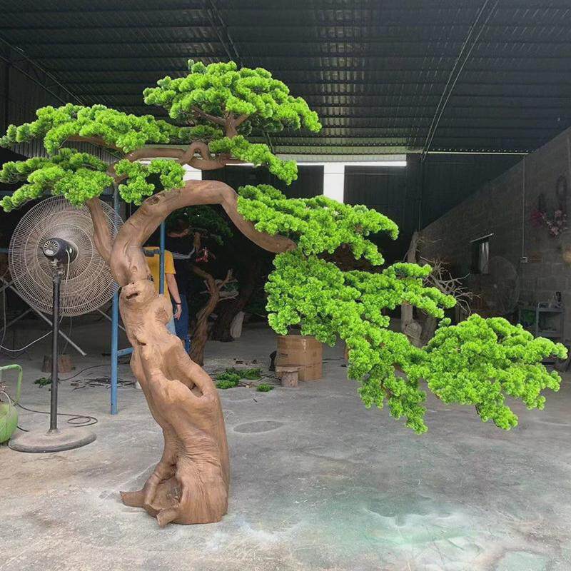 仿真迎客松美人玻璃钢大型假树松松树室外造景假松树装饰罗汉松