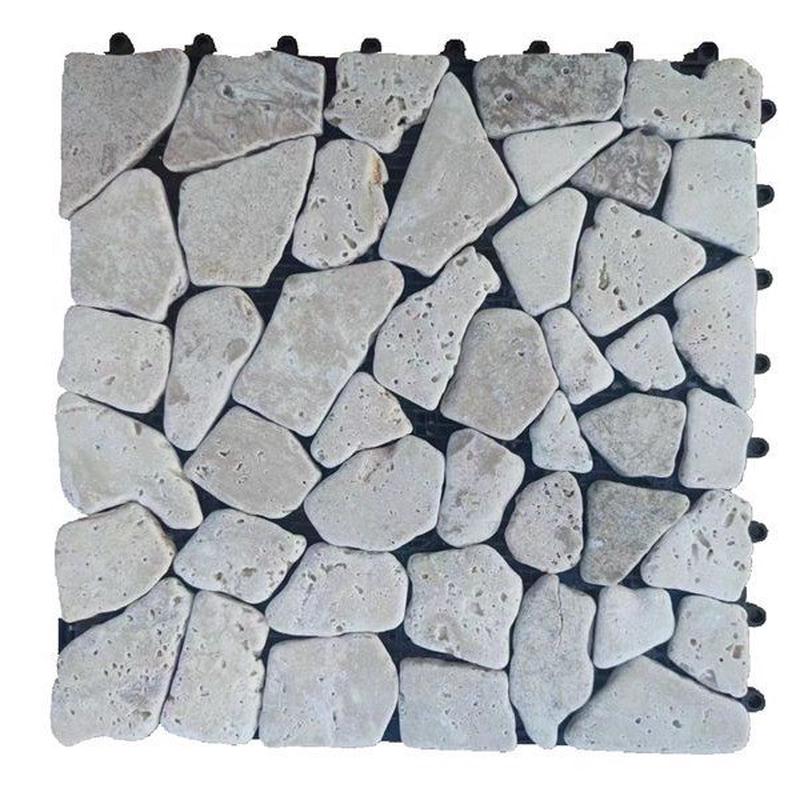 卡扣石材户外石材速拼地板小卵石马赛克网片天然自拼式地板阳台露