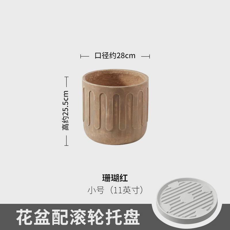 北欧大口径户外特大号落地镁泥花盆水泥盆阳台客厅花园琴叶榕绿植