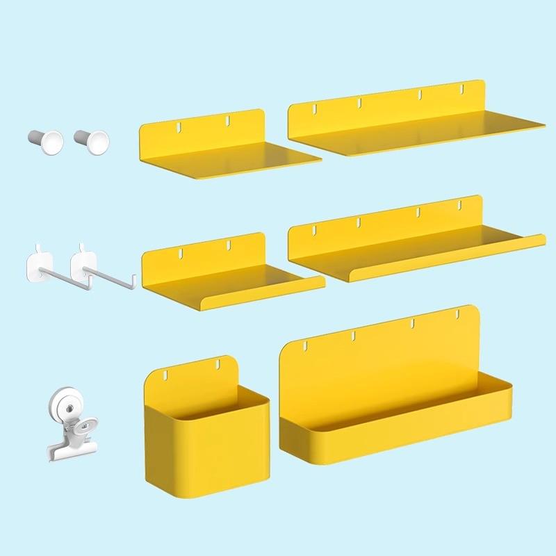 金属整理玄关置物架免打孔卧室书房电竞房墙上洞洞板装饰架展示架