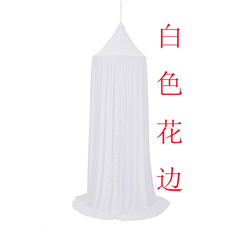 ins新款蚊帐夏季雪纺花边床帐圆顶床幔帐篷儿童房三色