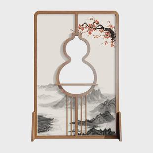 葫芦屏风隔断客厅办公室入户玄关进门遮挡实木 新中式 座屏