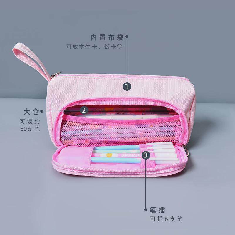 简约大容量帆布笔袋手提纯色便携日系铅笔袋学生男女文具盒