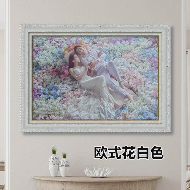 9N全家福洗照片加相框挂墙定制影楼结婚照冲印客厅婚纱照放大定
