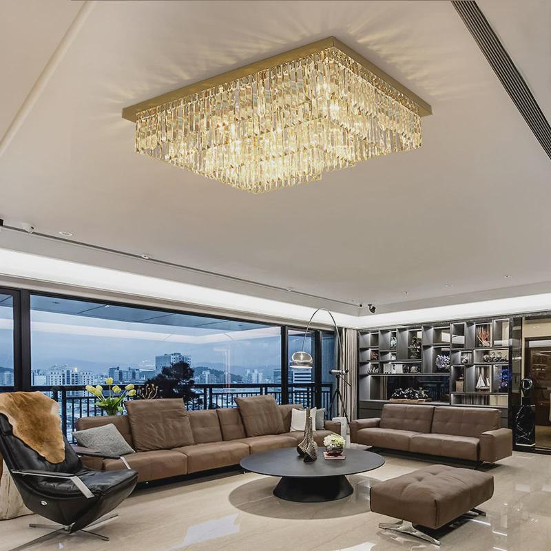 现代轻奢水晶客厅吸顶灯北欧简约长方形灯具餐厅灯具家用大气卧室