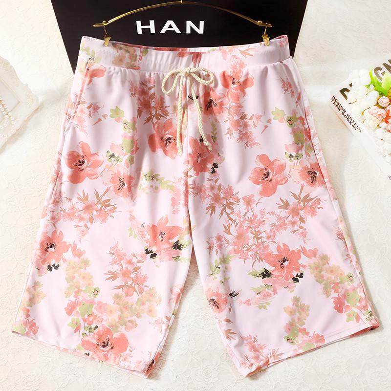 沙滩裤情侣套装男士泳裤2022新款度假五分裤保守宽松泡温泉游泳裤