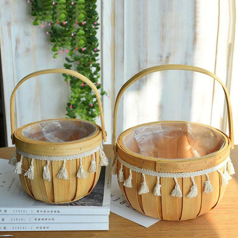 装饰手提木片竹编小花篮子干鲜花花艺插花编织节日藤编竹篮,鲜花速递/花卉仿真/绿植园艺,多肉植物,淘宝优惠券,粉丝福利购,淘宝优惠卷