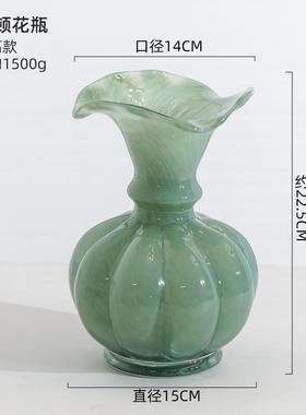 中古风芬顿花瓶法式南瓜小花瓶复古装饰摆件玻璃插花高档批发