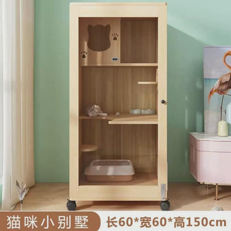 猫笼实木别墅笼子家用猫窝繁育两层猫咪繁殖展示柜木头屋厂家直销