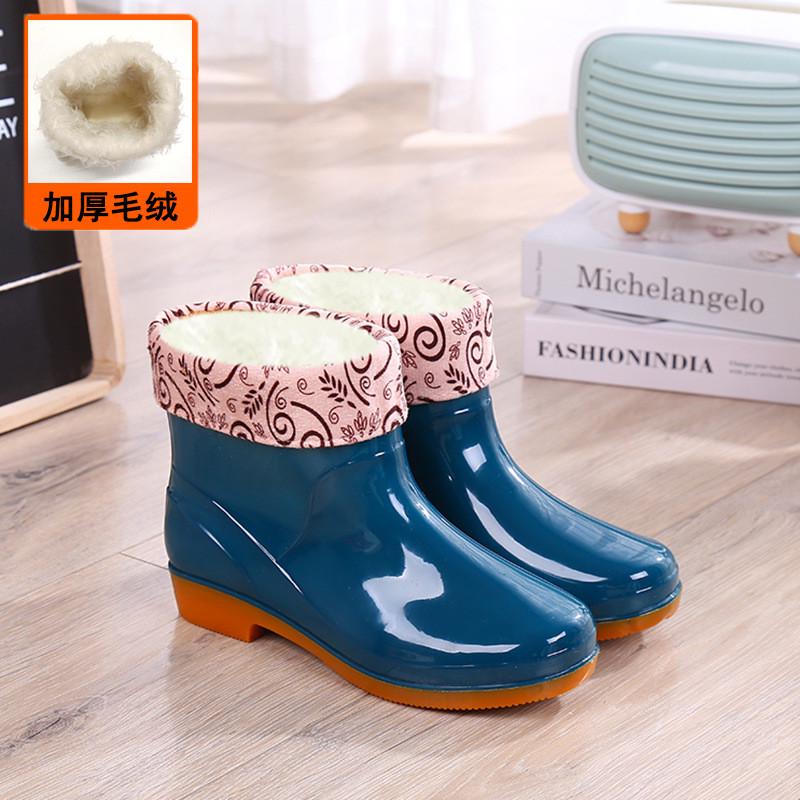 时尚短筒雨鞋女成人户外软底雨靴防滑防水鞋工作胶鞋加绒保暖新款