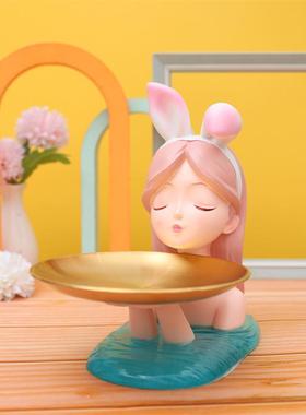 安娜贝儿托盘客厅罐收纳托盘摆件钱办公桌面轻奢家居树脂工艺品