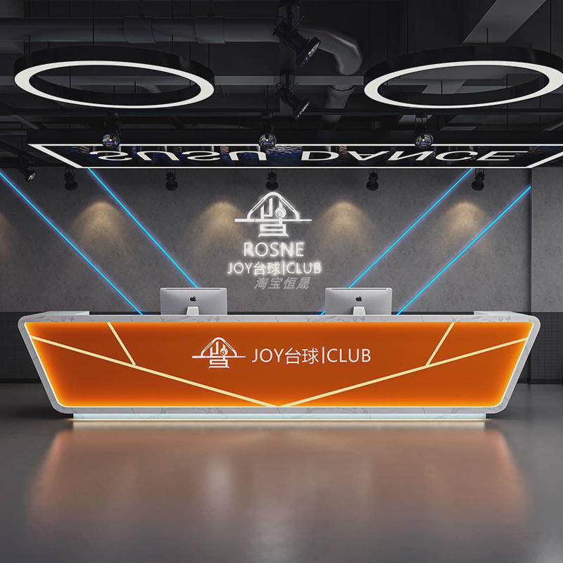 工业风台球厅吧台电竞酒店前台接待台轻奢KTV酒吧收银台网咖前台