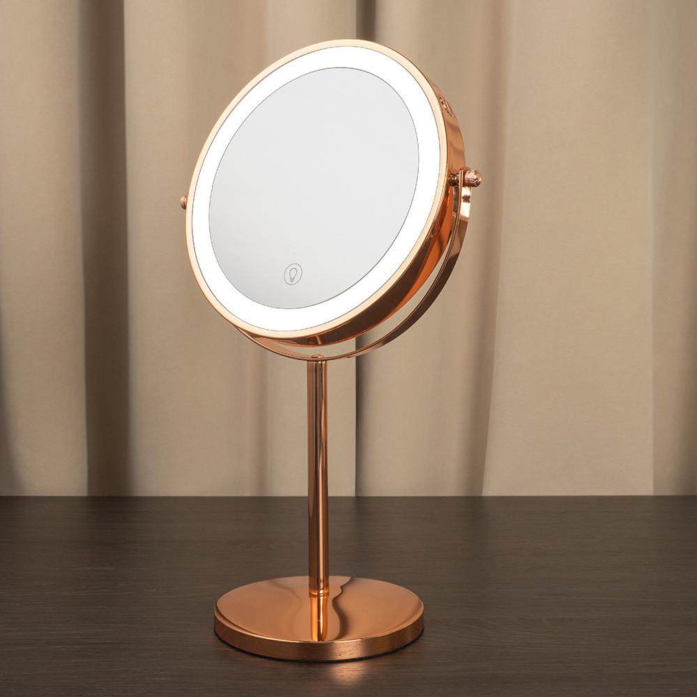 led桌面梳妆ins风学生宿舍美妆放大镜子台式带灯可充电化妆镜