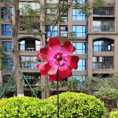 sw1c批发户外太阳能旋转大风车摆件花园金属小区景区地产铁艺庭院