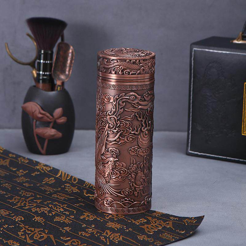 直供九龙杯浮雕九龙银杯银内胆保温水杯茶水分离杯厂家锌合金