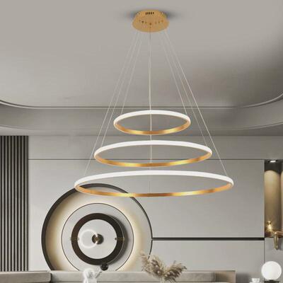 北欧圆圈环形吊灯吊灯餐厅客厅亚克力铝材led轻奢简约家装灯具