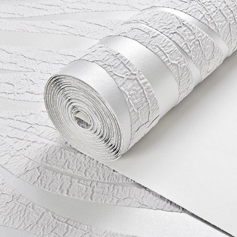 (卧室客厅)米白色波浪条纹加厚鹿皮绒壁纸现货电视墙背景墙纸