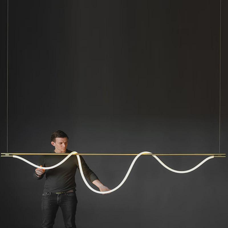 简约现代吊灯线条吧台餐厅客厅长条创意个性软装网红音符餐吊灯