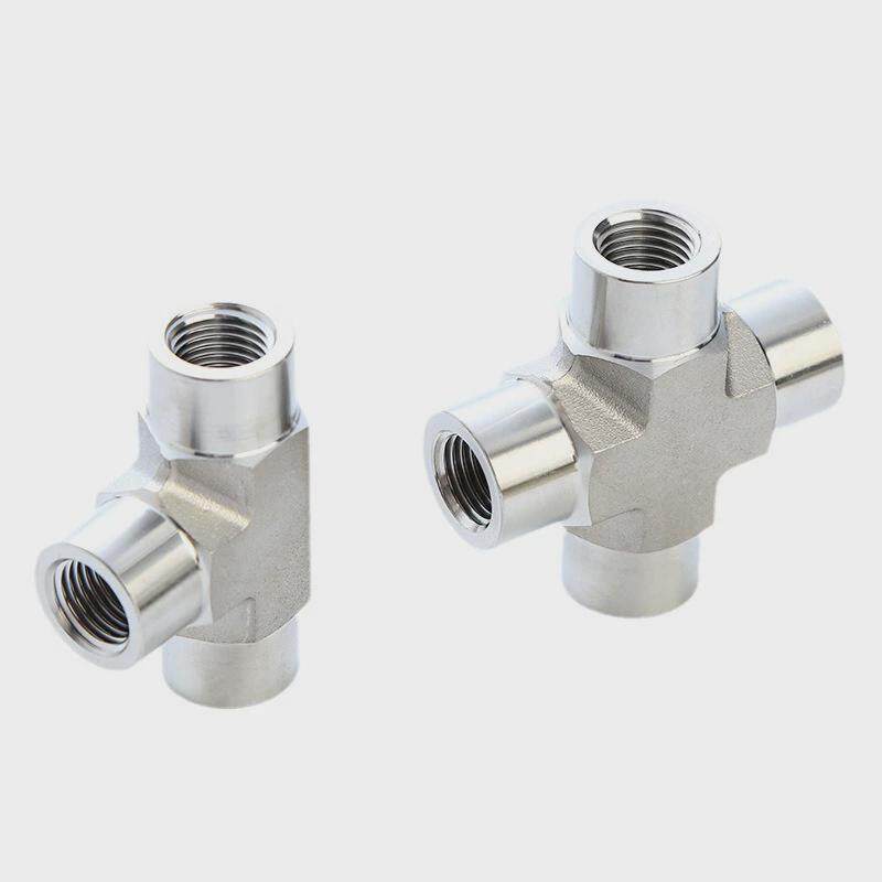 不锈钢304内外丝三通接头研磨模锻体外内内丝三通2分表面光亮处理