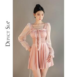 绘海泳衣女款大码胖mm 微胖女孩遮肚高级200斤显瘦连体裙式平角裤