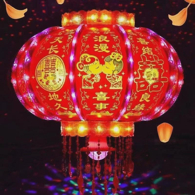 2024新年水晶吊灯旋转le走马灯笼挂饰电动七彩大门阳台装饰灯