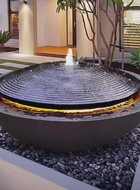 m~花园庭院简约现代创意书房石水装饰别墅落地钵喷泉水景流水雄社