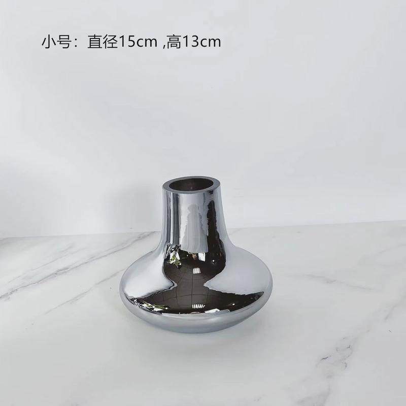北欧简约餐桌银色玻璃花瓶装饰品售楼部样板房间茶几玄关花器,家居饰品,装饰摆件,淘宝优惠券,粉丝福利购,淘宝优惠卷