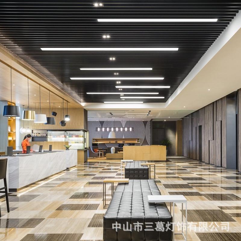 led长条灯条形现代简约办公室吊灯吊线灯健身房店铺商业照明灯具