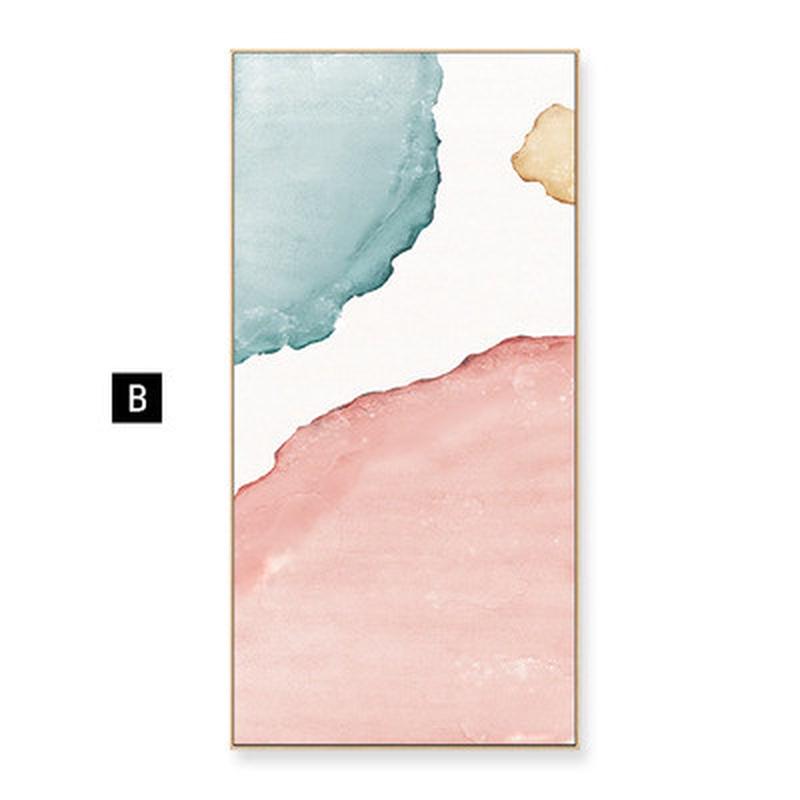 现代简约北欧玄关入户抽象挂画竖色块水彩装饰画酒店走廊过道壁画图片