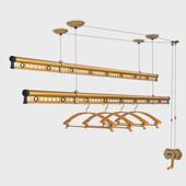 58N阳台手摇升降双杆式 晒衣架加筋加厚室内晾衣杆自动凉衣