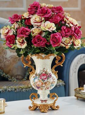 奢华欧式花瓶摆件客厅插花酒店办公室玄关卧室餐桌花器装饰品树脂