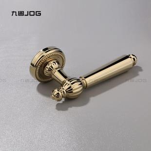 锌合金室内静音门锁卧室通用木门把手家用磁吸房门分体锁 九固美式