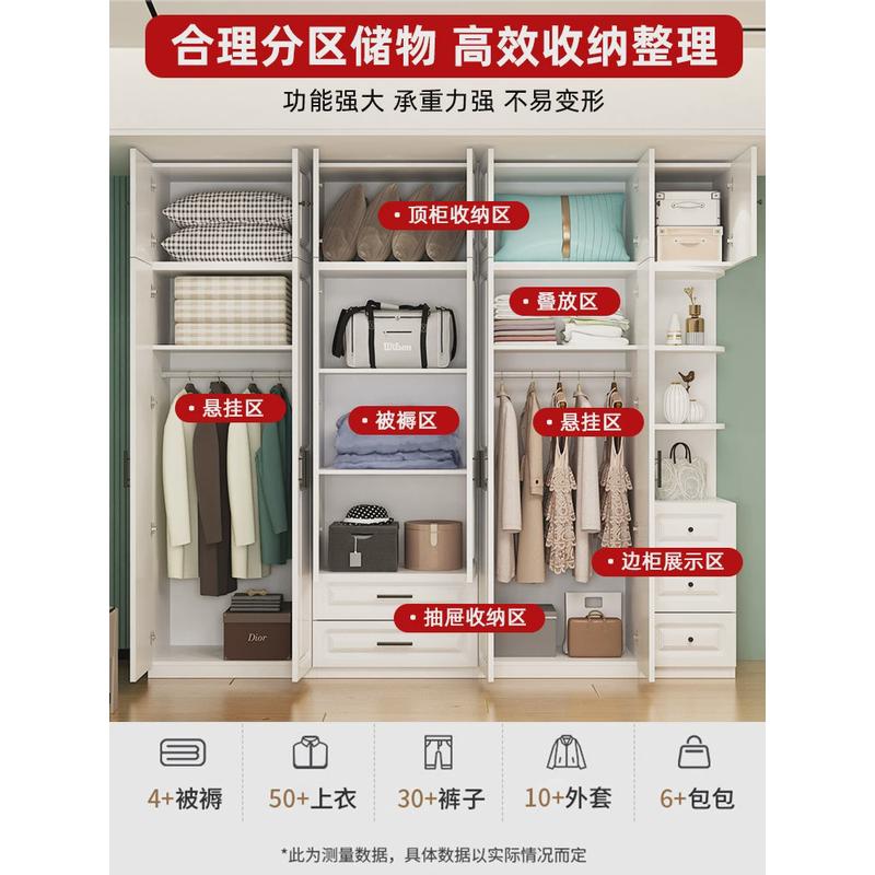 i9ek实木衣柜一体卧室梳妆台家用现代简约组合柜子经济型对开门大