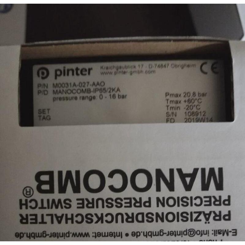 议价Pinter M0031A-026-AAO压力开关MANOCOMB-IP65/2kA 0-10Bar