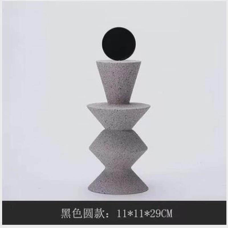 简约现代几何石质树脂雕塑工艺品软装北欧不规则砂岩质感家居饰品