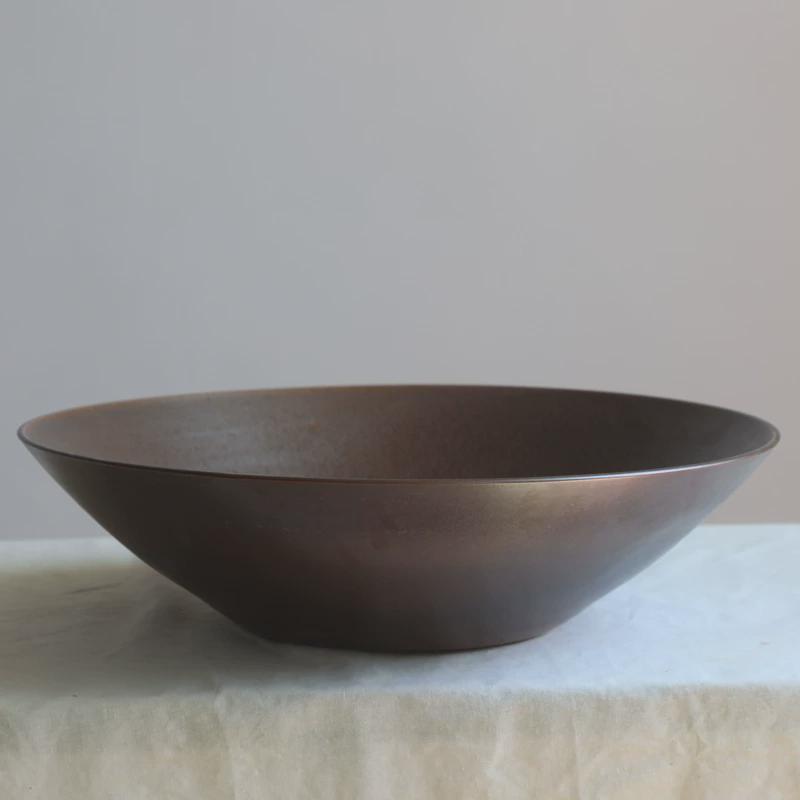 大口盆插花日式剑山器皿花盆小原流盘陶瓷禅意古典大碗花器花器